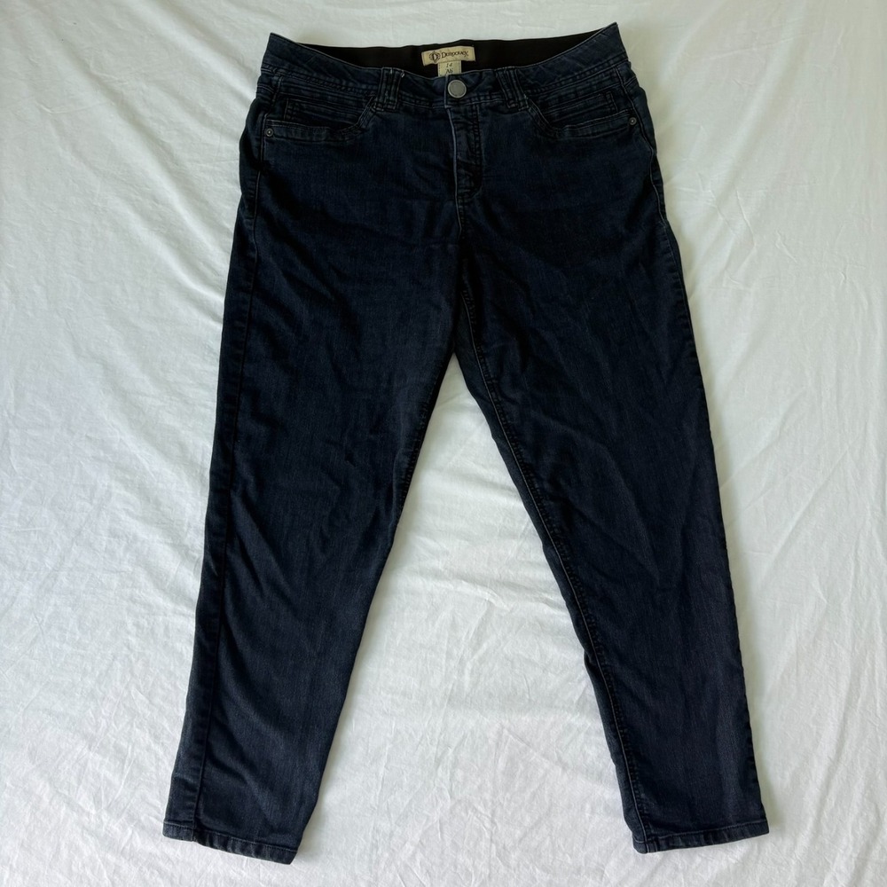 Democracy Womens Dark Blue Denim Mid Rise Ab Technology Jeans Size 14